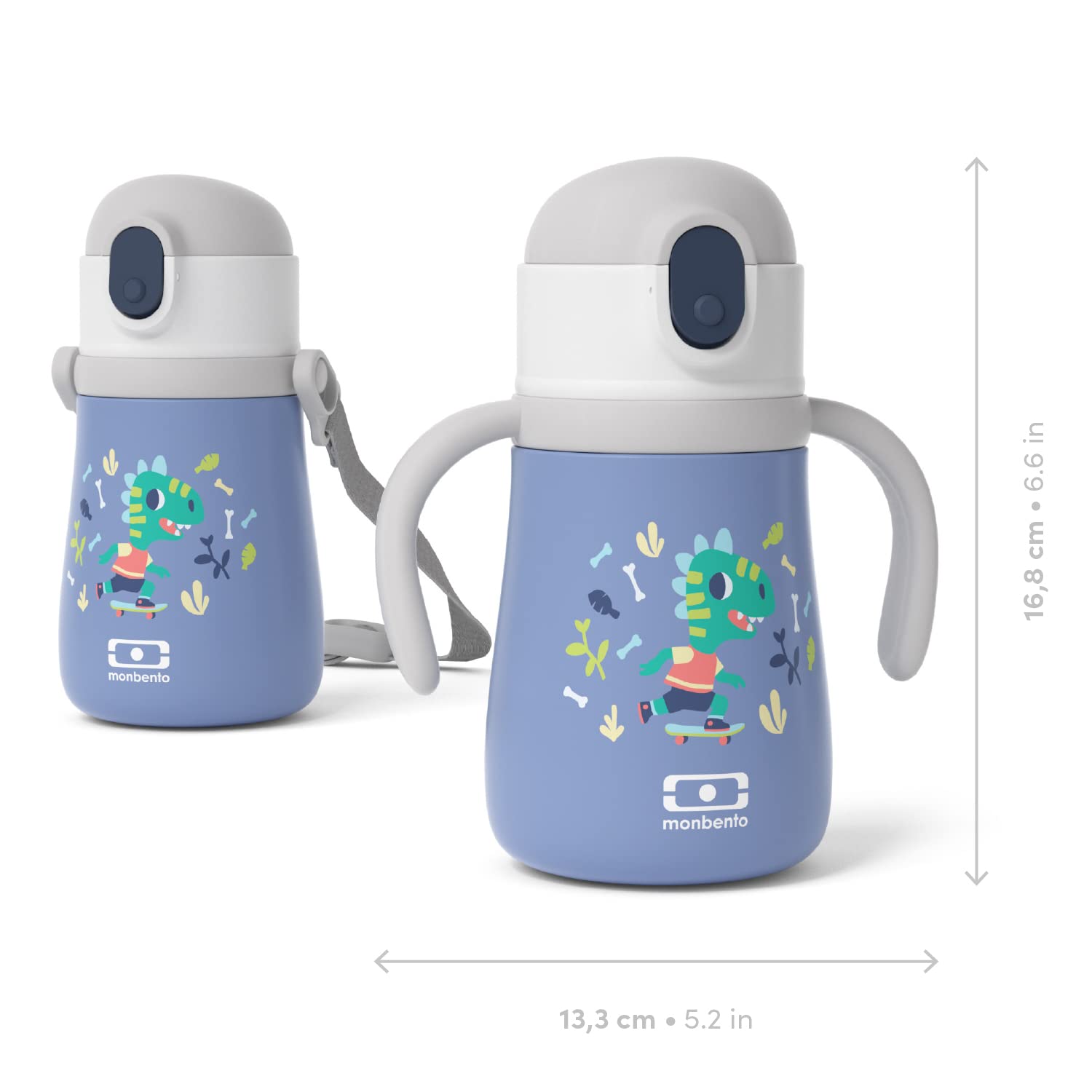monbento-mb-stram-dino-kinder-thermo-trinkflasche-360-ml-mit-strohhalm-blau image 2