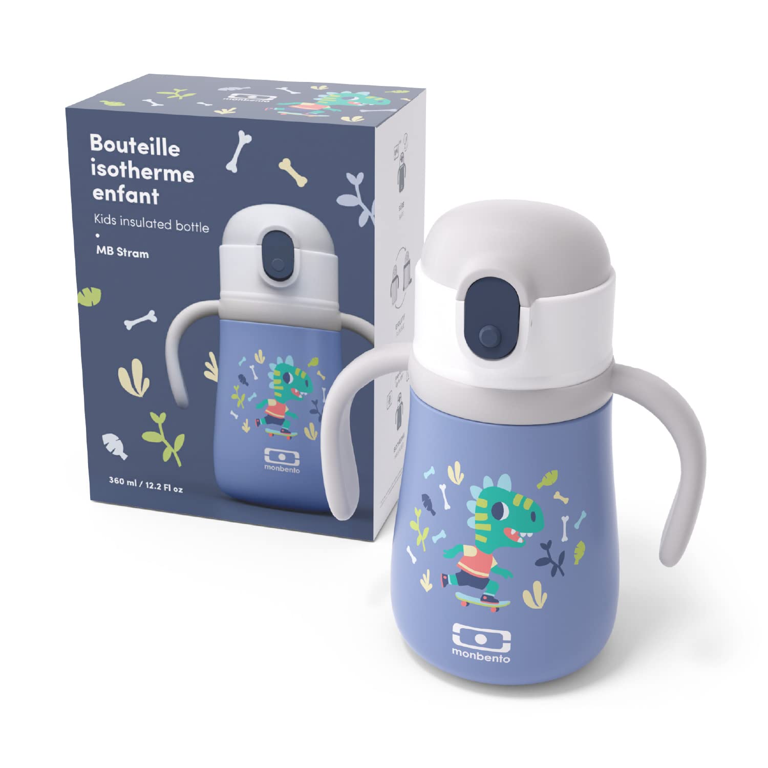 monbento-mb-stram-dino-kinder-thermo-trinkflasche-360-ml-mit-strohhalm-blau image 7