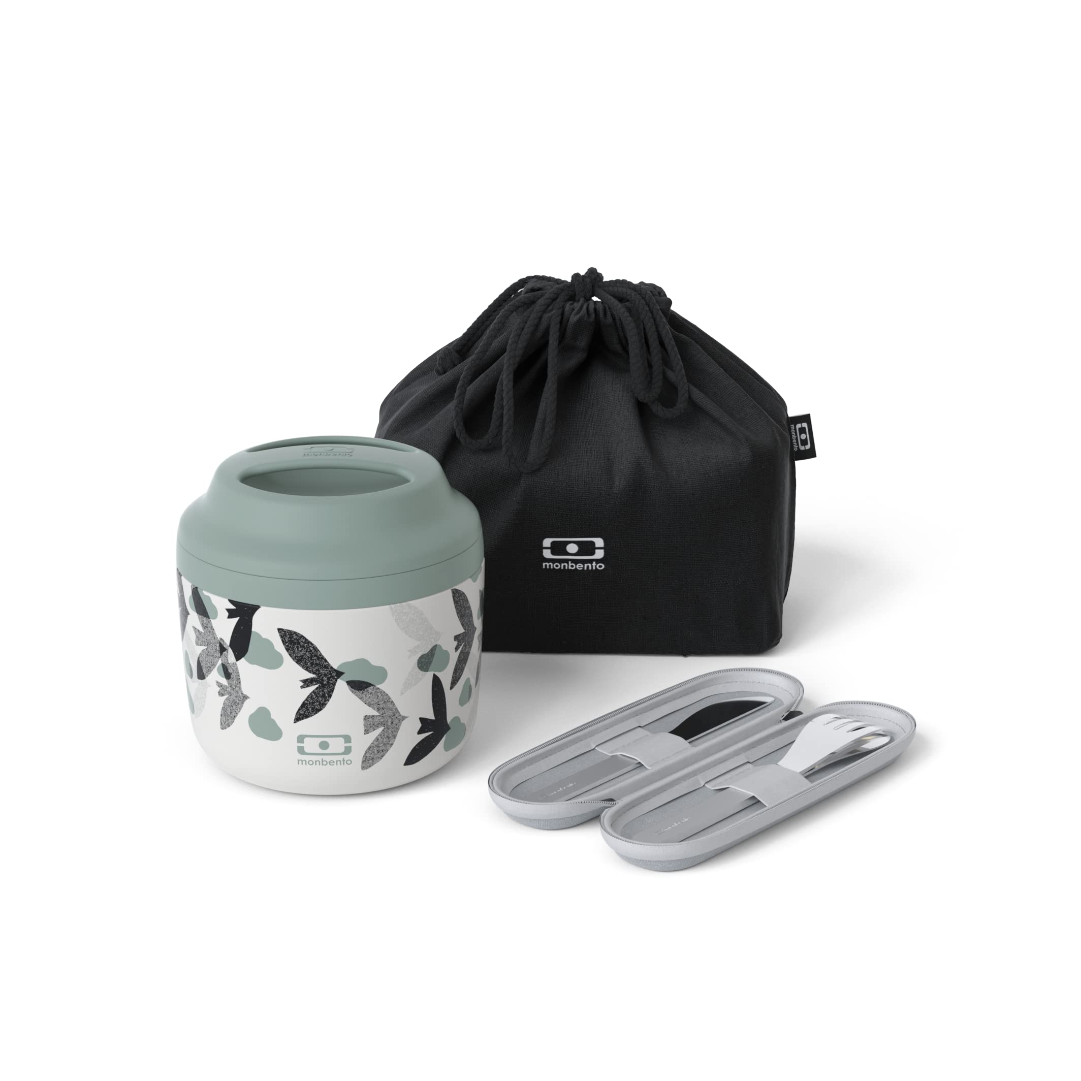 monbento-birds-lunchbox-set-mb-element-isotherm-550-ml-mb-slim-nest-edelstahl-be image 1