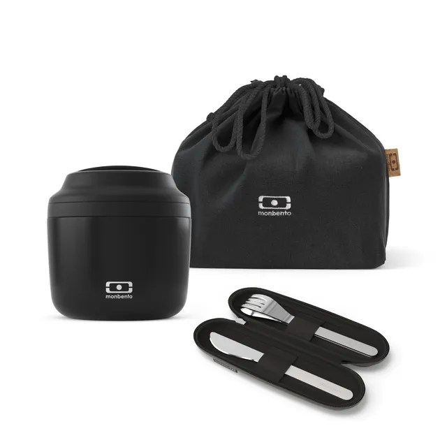 monbento-onyx-lunchbox-set-mb-element-thermo-550-ml-besteck-tasche-schwarz image 1