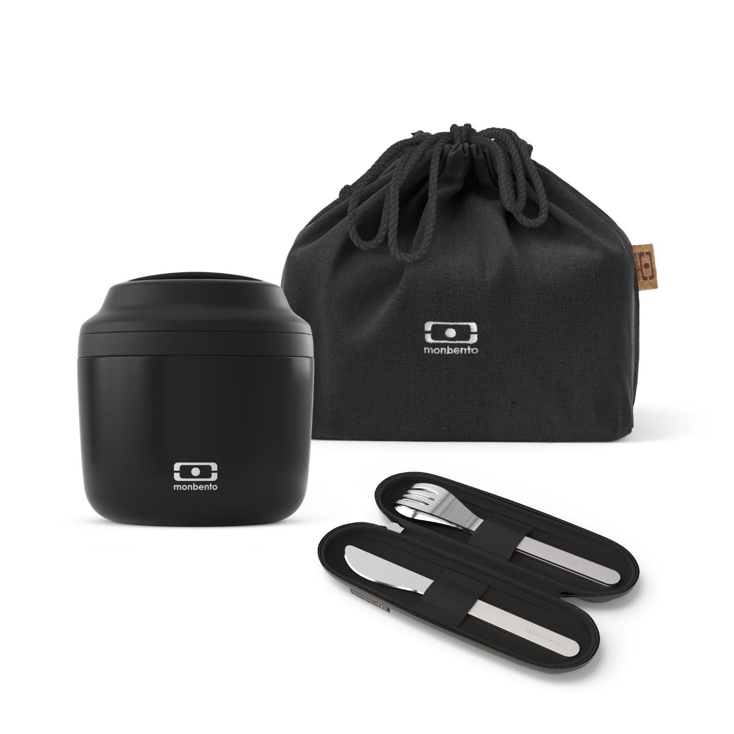 monbento-onyx-lunchbox-set-mb-element-thermo-550-ml-besteck-tasche-schwarz image 1