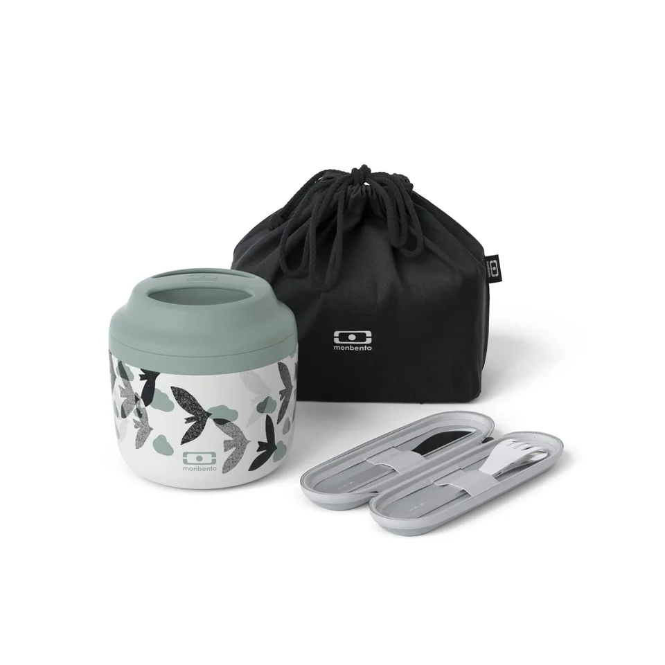 monbento-birds-lunchbox-set-mb-element-isotherm-550-ml-mb-slim-nest-edelstahl-be image 1