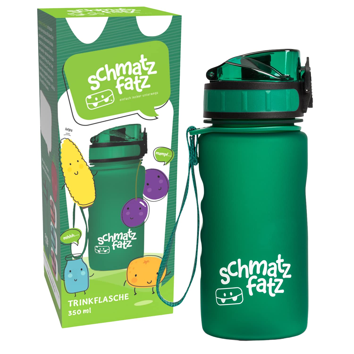 schmatzfatz-trinkflasche-350-ml-mit-fruchteinsatz-gr-n-bpa-frei image 1